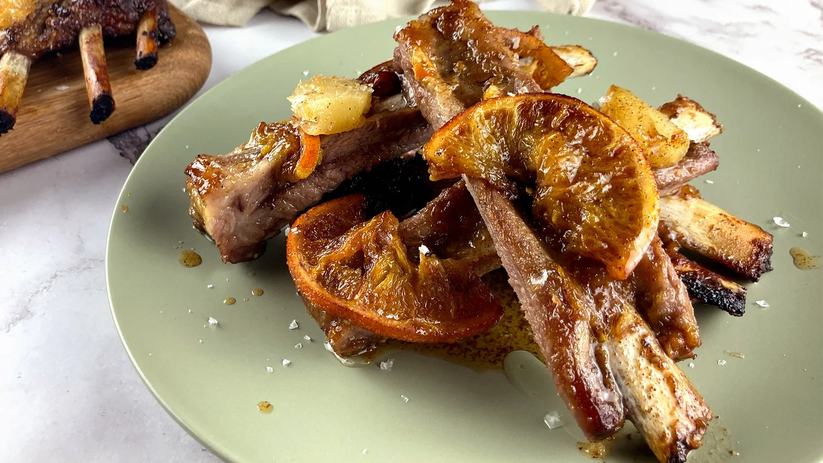 Image of Orange And Pineapple Glaces Iberico St. Louis Ribs