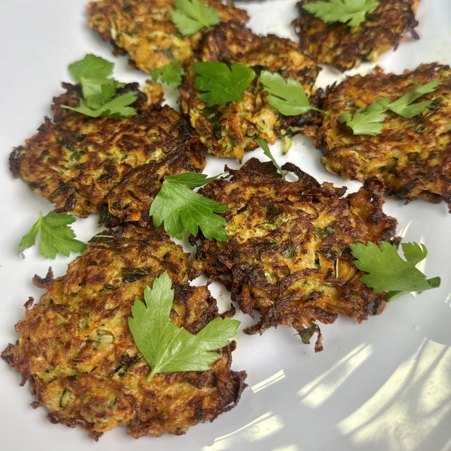 Image of sweet potato & zucchini fritters