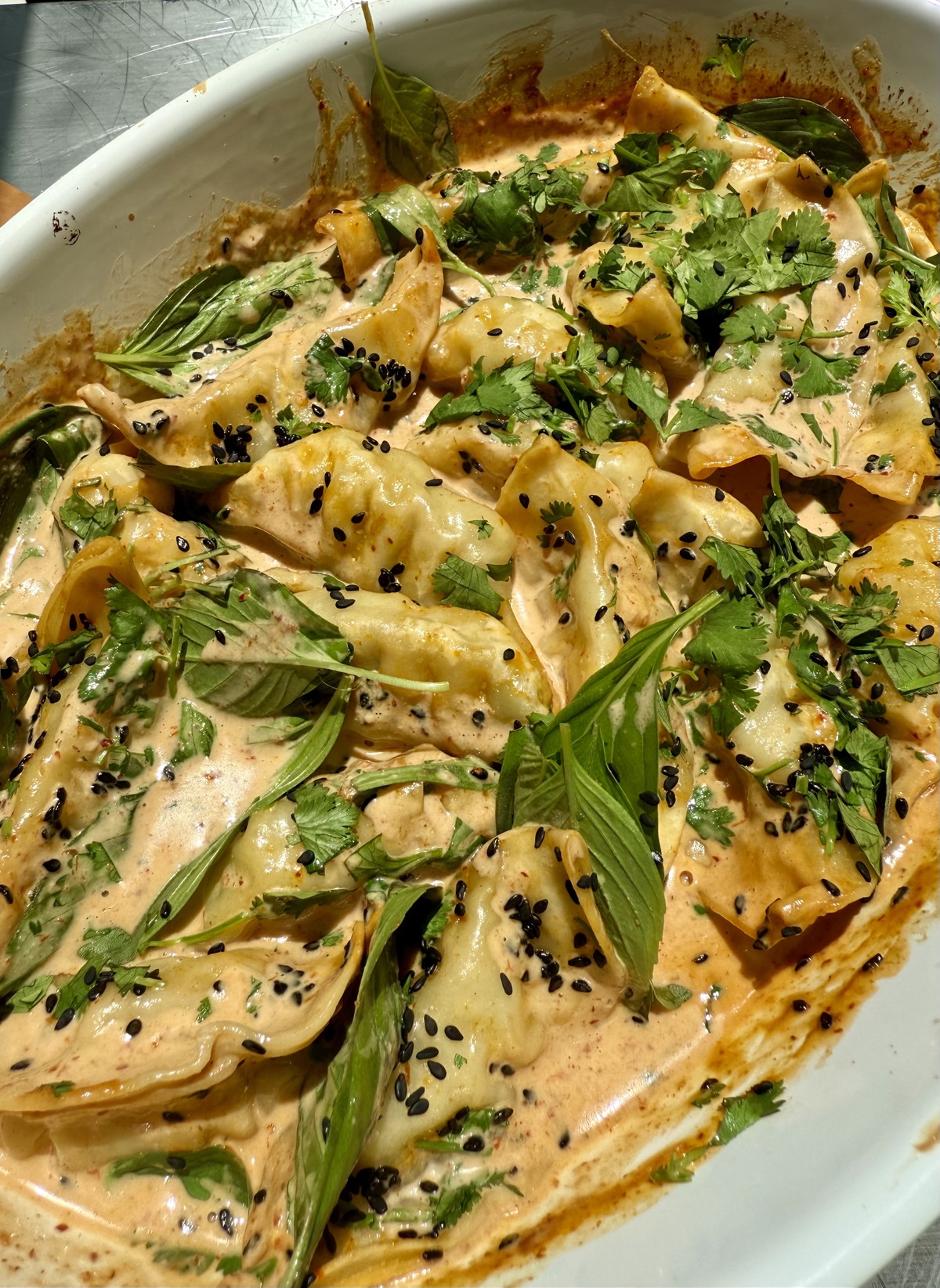Viral Dumpling Bake with Creamy Sesame