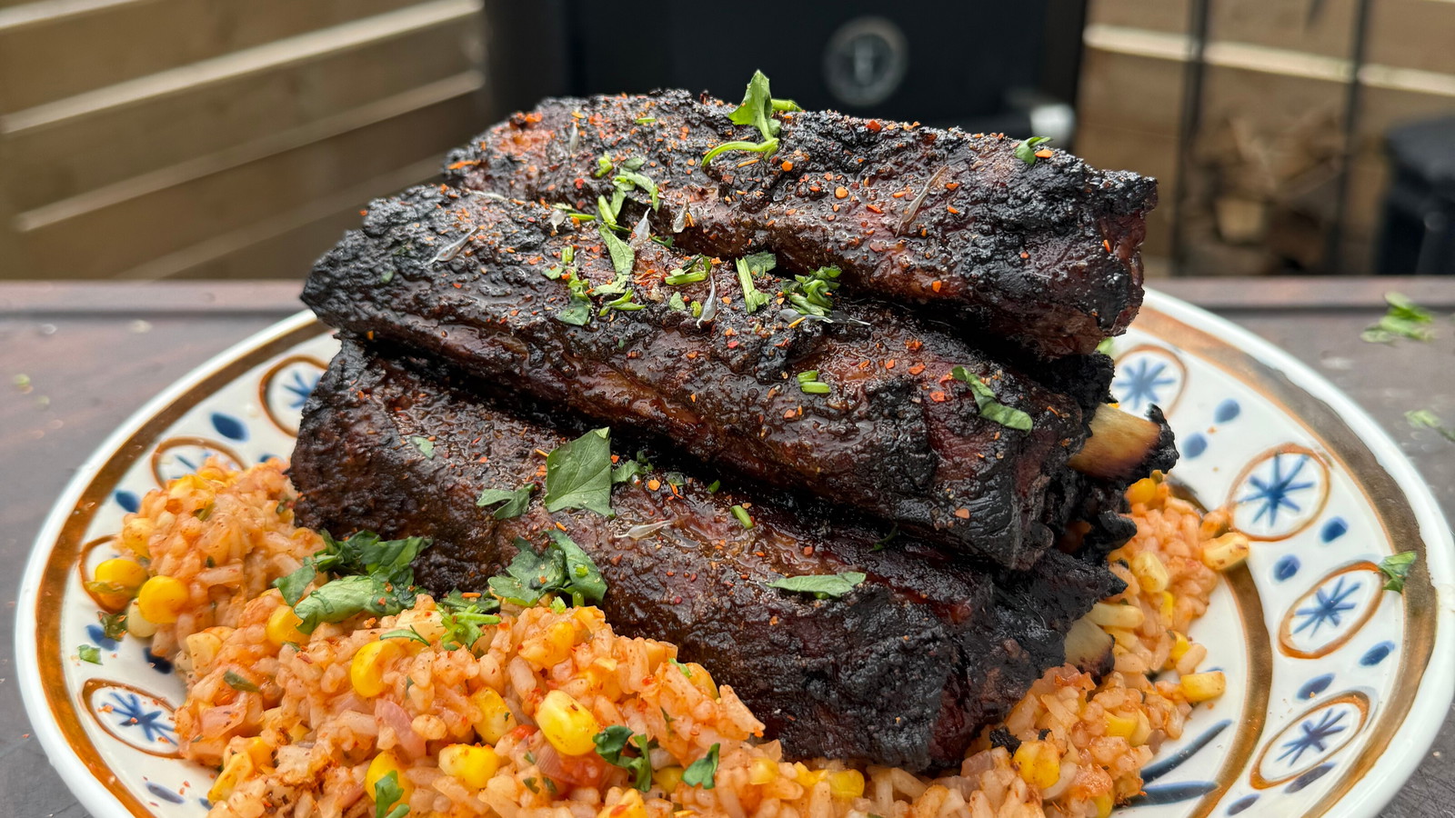 Image of Asado-Style Chipotle Honey Ribs with Mexican Rice