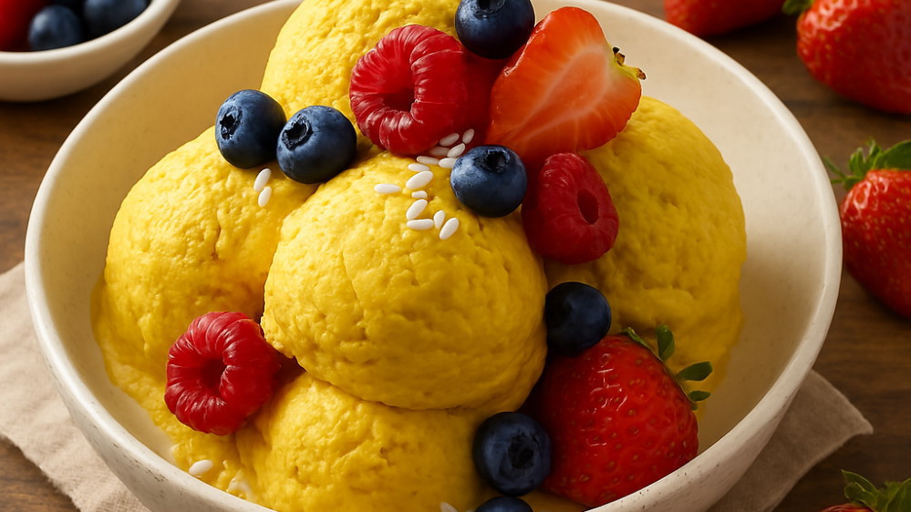 Image of Goldene Eiskugeln – Sommergenuss mit Kurkuma