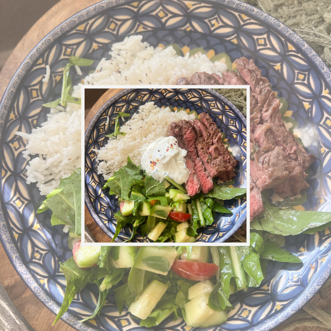 Herbed Steak & Rice Greek Bowl
