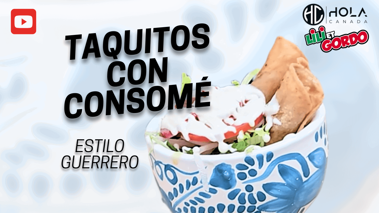 Image of Taquitos dorés au poulet avec consomé de Guerrero