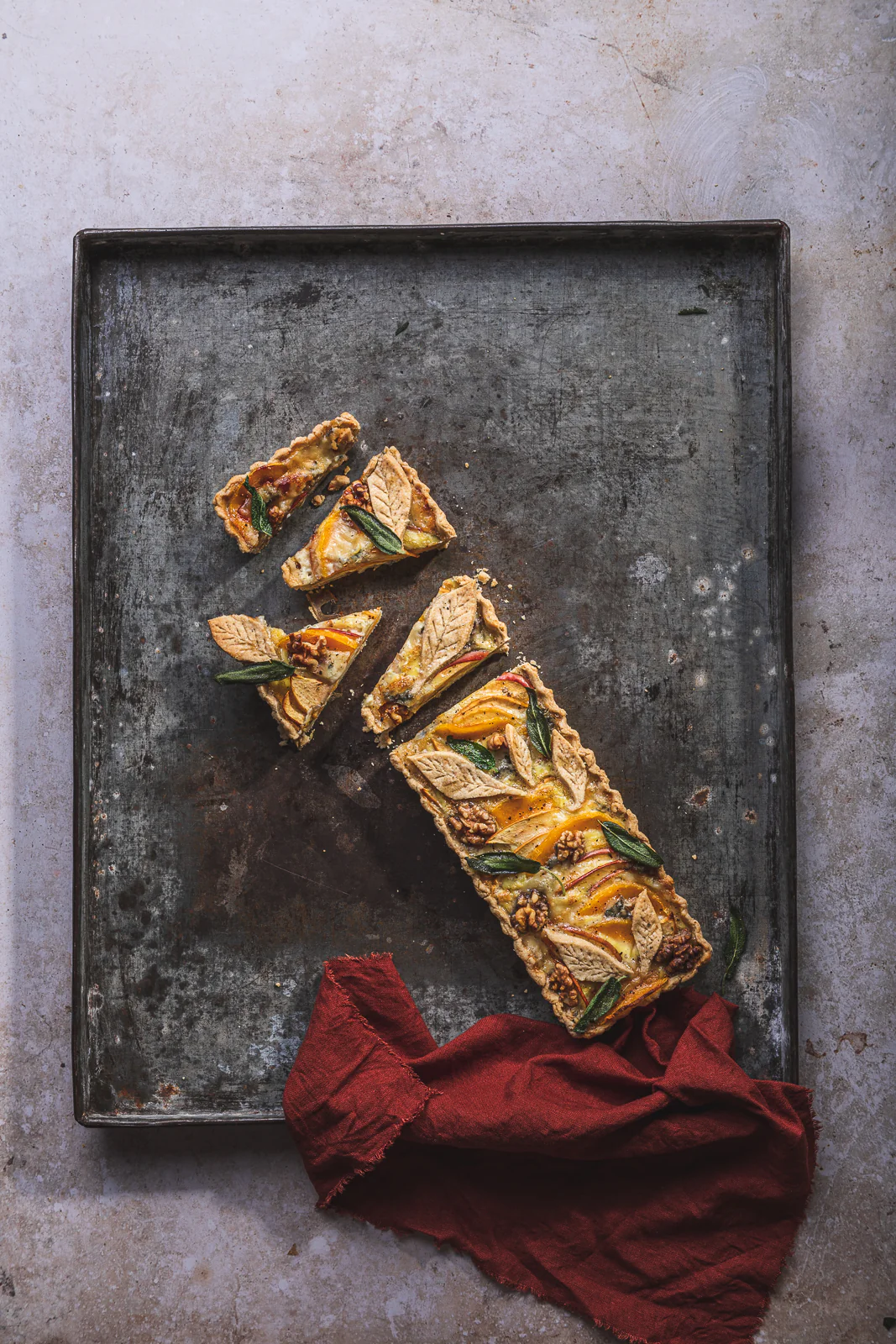 Quiche de calabaza, manzana y gorgonzola