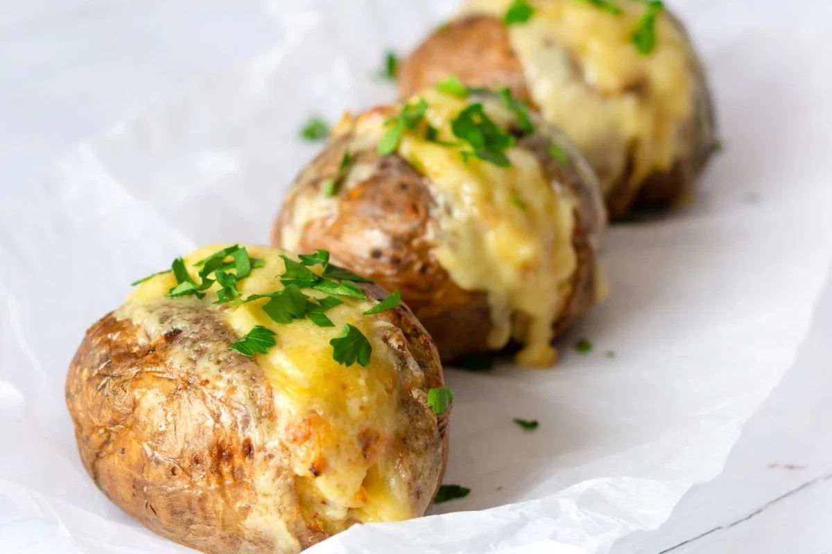 Patatas asadas con queso y bacon (en freidora de aire)