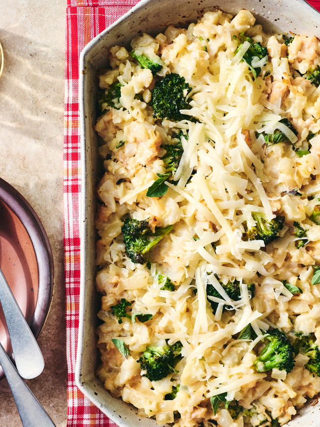 Image of Broccoli, Chicken, and Cauliflower “Rice” Casserole