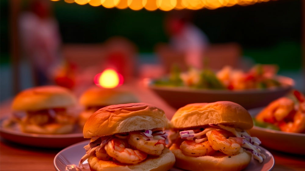 Image of Tidewater Shrimp Burgers with OG Coleslaw | Quick Seafood Slider Recipe