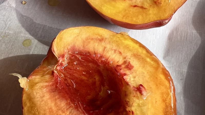 Image of Baked Peaches and Ice Cream 