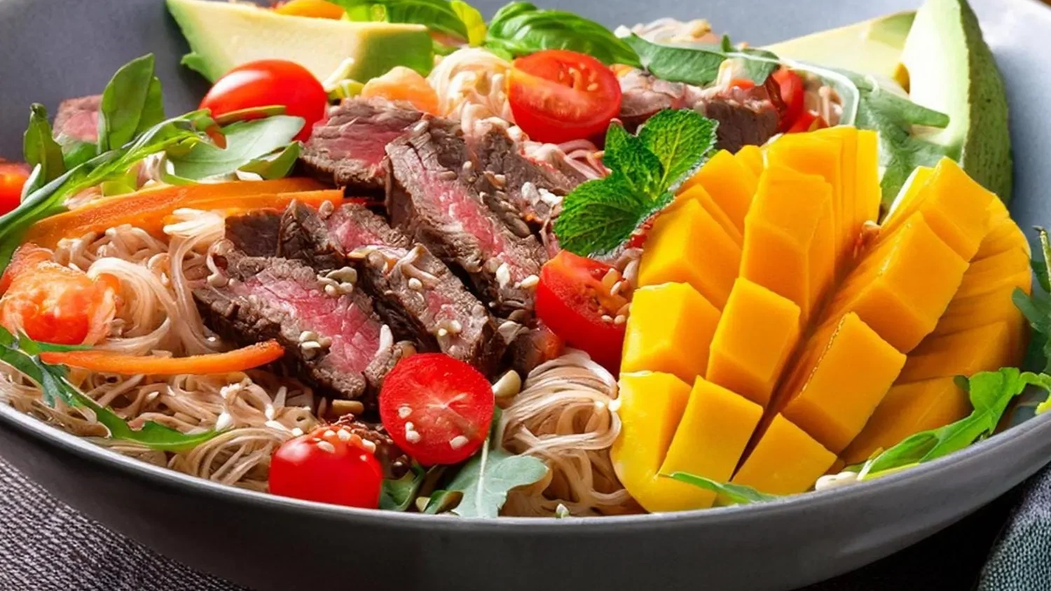 Plate of Thai Steak and Noodle Salad
