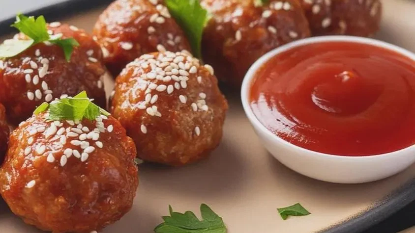 Asian Meatballs with Sweet & Spicy Korean Ketchup