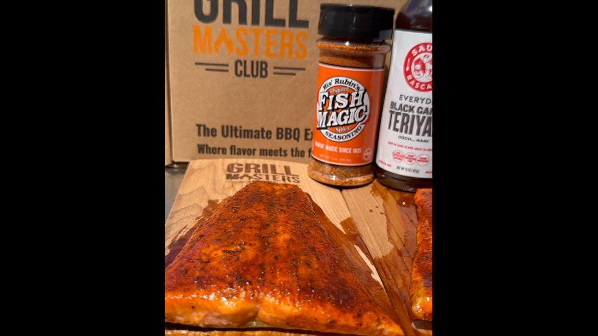 Image of Cedar Plank Teriyaki Glazed Salmon on the Smoker