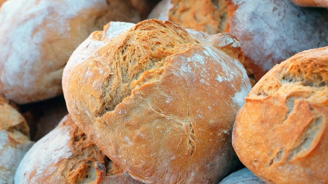 Pile of sourdough bread rolls