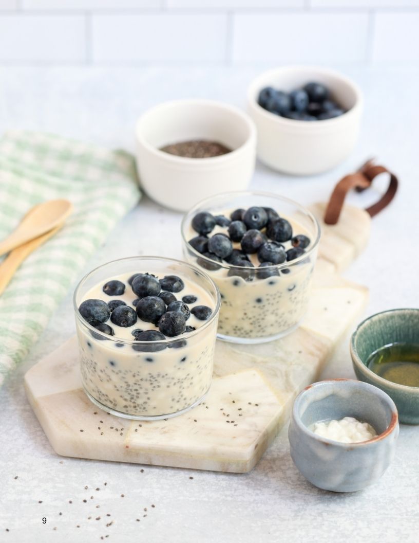Chia & Cottage Cheese Pudding with Blueberries - Once Upon A Homestead Recipes