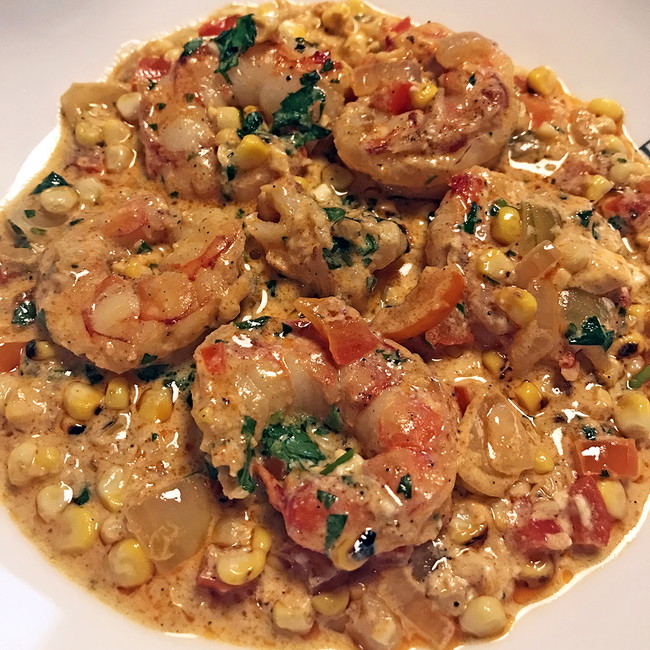 Image of Shrimp in a Creamy Corn Sauce
