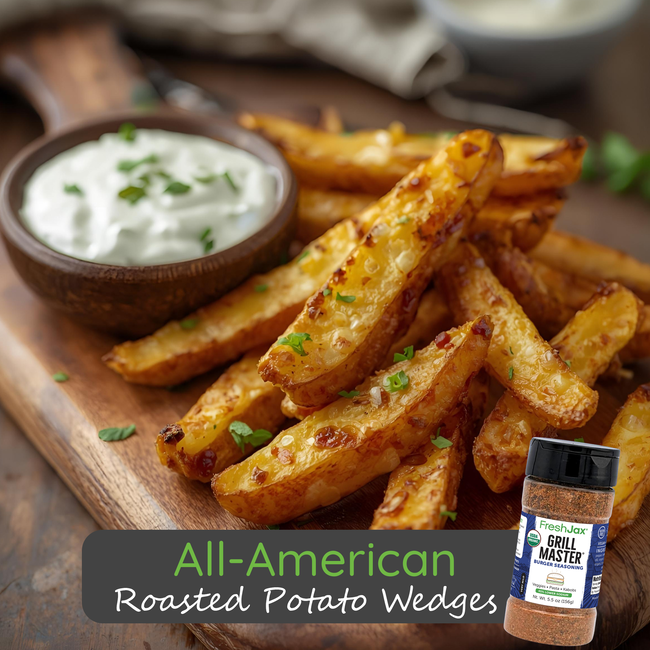 Image of All-American Roasted Potato Wedges with Garlic Pepper Ranch Dip