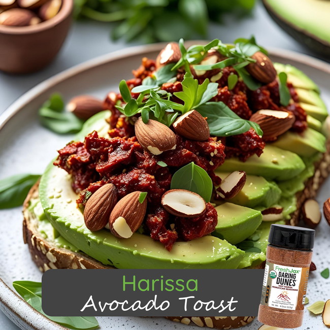 Image of Harissa Avocado Toast with Roasted Tomatoes