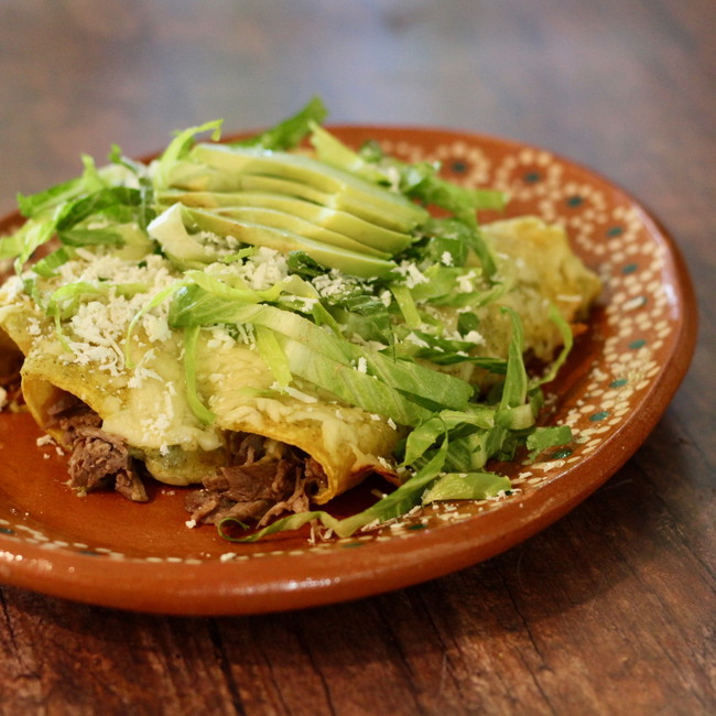 Image of Salsa Verde Shredded Beef Enchiladas