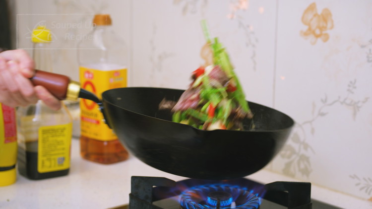 Image of Add the marinated beef and continue to stir until all the meat is perfectly cooked, which will only take a minute or 2 because the heat is on high and the meat is thinly sliced.