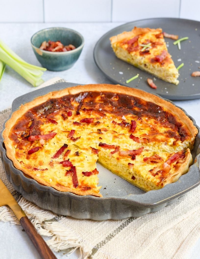 Buttery Crust Leek and Bacon Quiche - Once Upon A Homestead Recipes