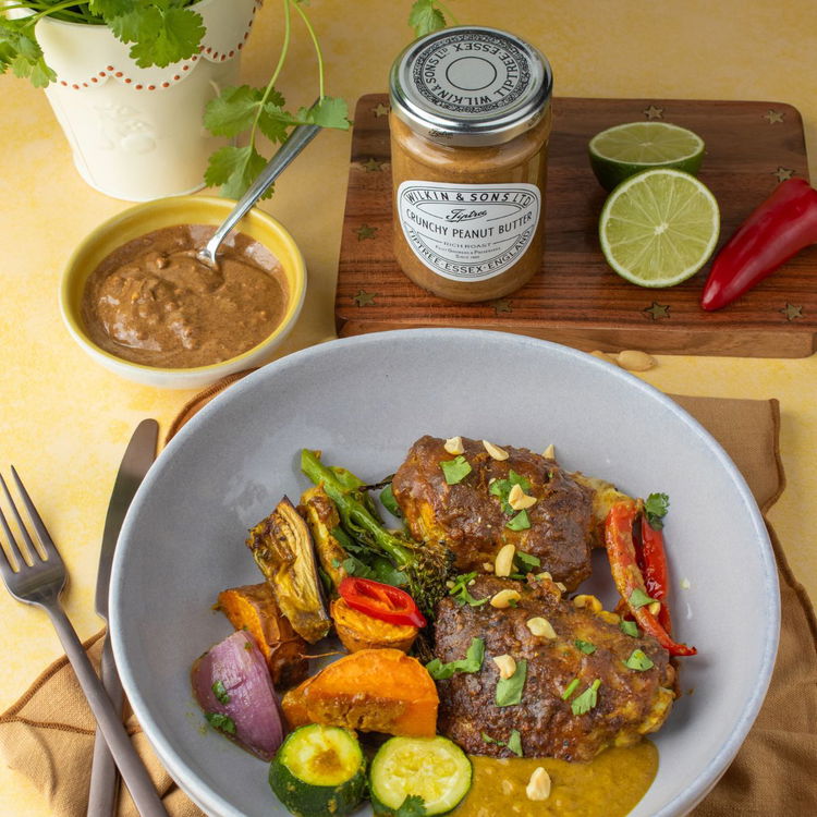 Image of Serve the traybake with some extra satay sauce from the...