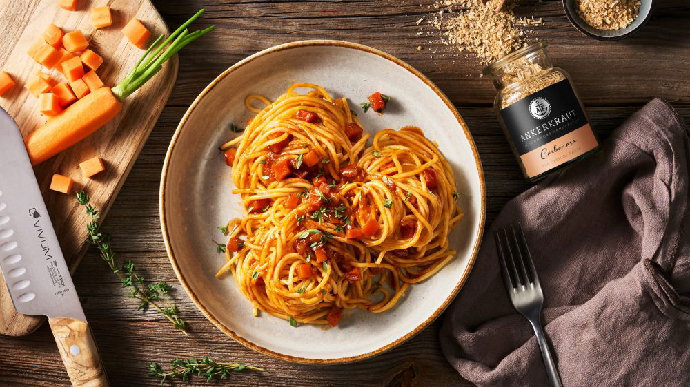 Spaghetti Carbonara vegetarisch – cremige Pasta ohne Speck & Ankerkraut Spaghetti Carbonara vegetarisch – cremige Pasta ohne Speck & Ankerkraut