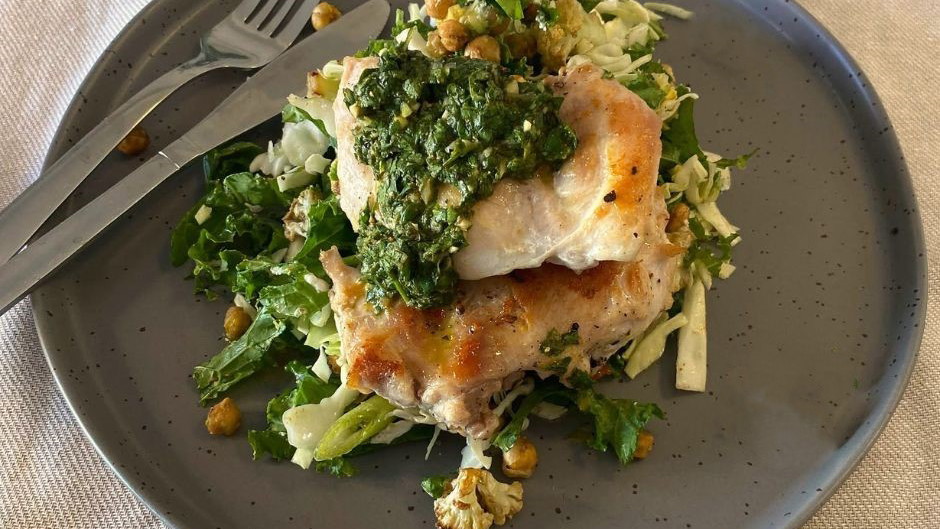 Grilled Chicken Salad with a Zesty Herb Sauce