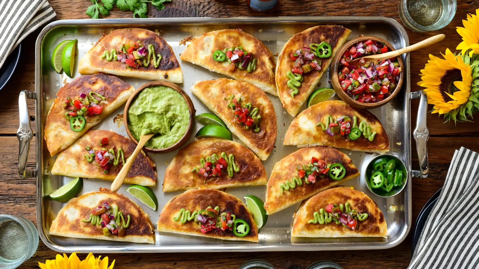 Image of Cheesy Chorizo Quesadillas with Corn and Manchego