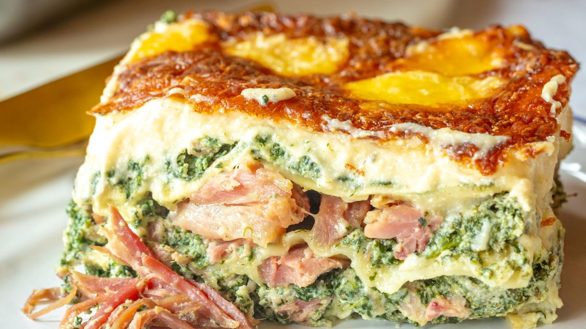 Image of Hack hock, spinach and ricotta lasagne