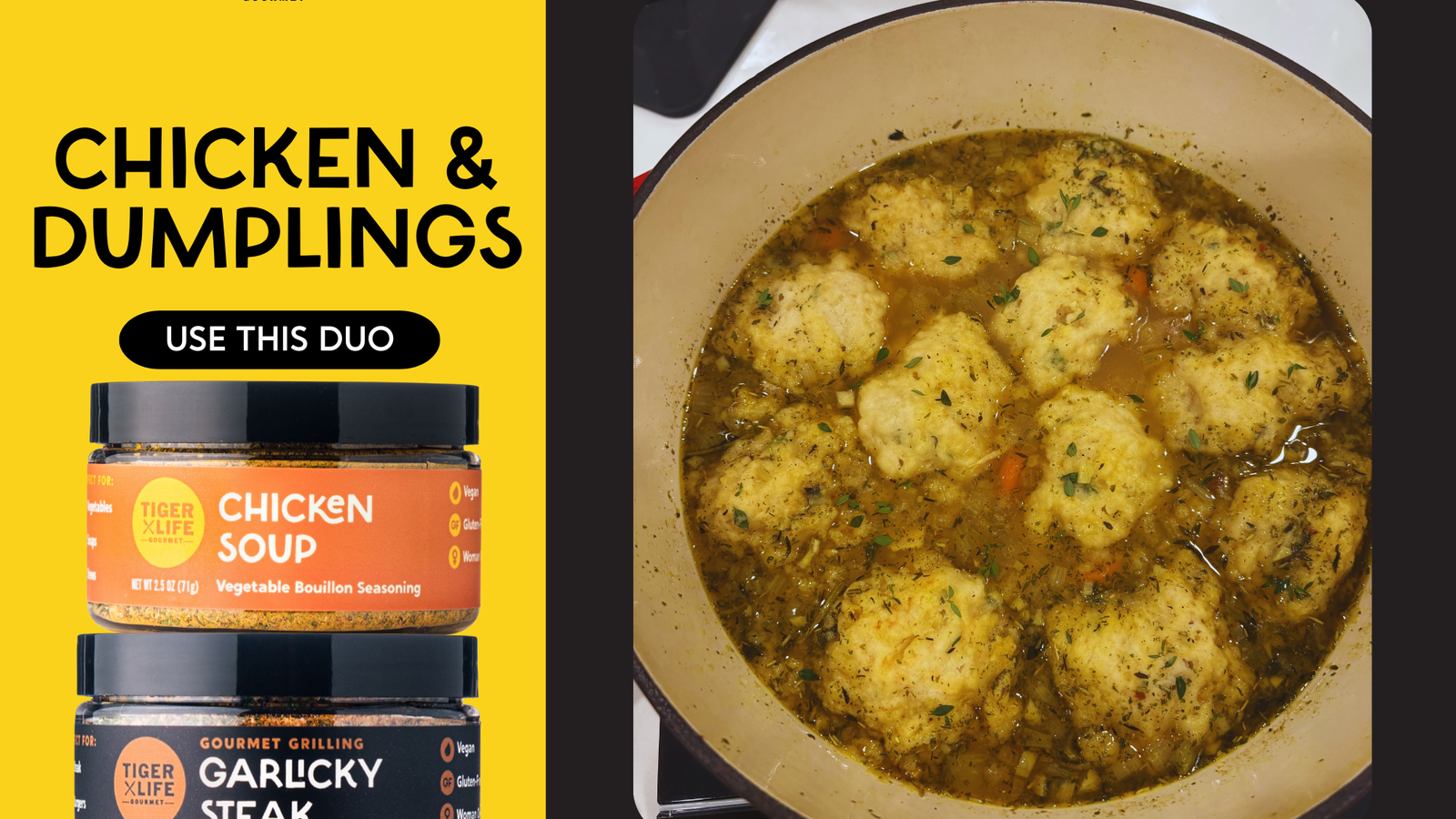 pot of chicken and dumplings