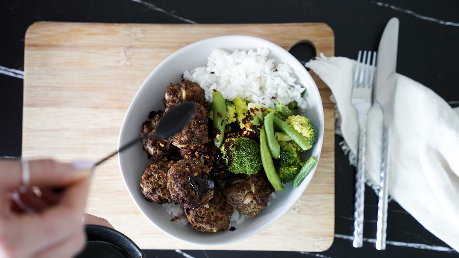 Garlic Beef Meatballs with a Sticky Ginger Sauce