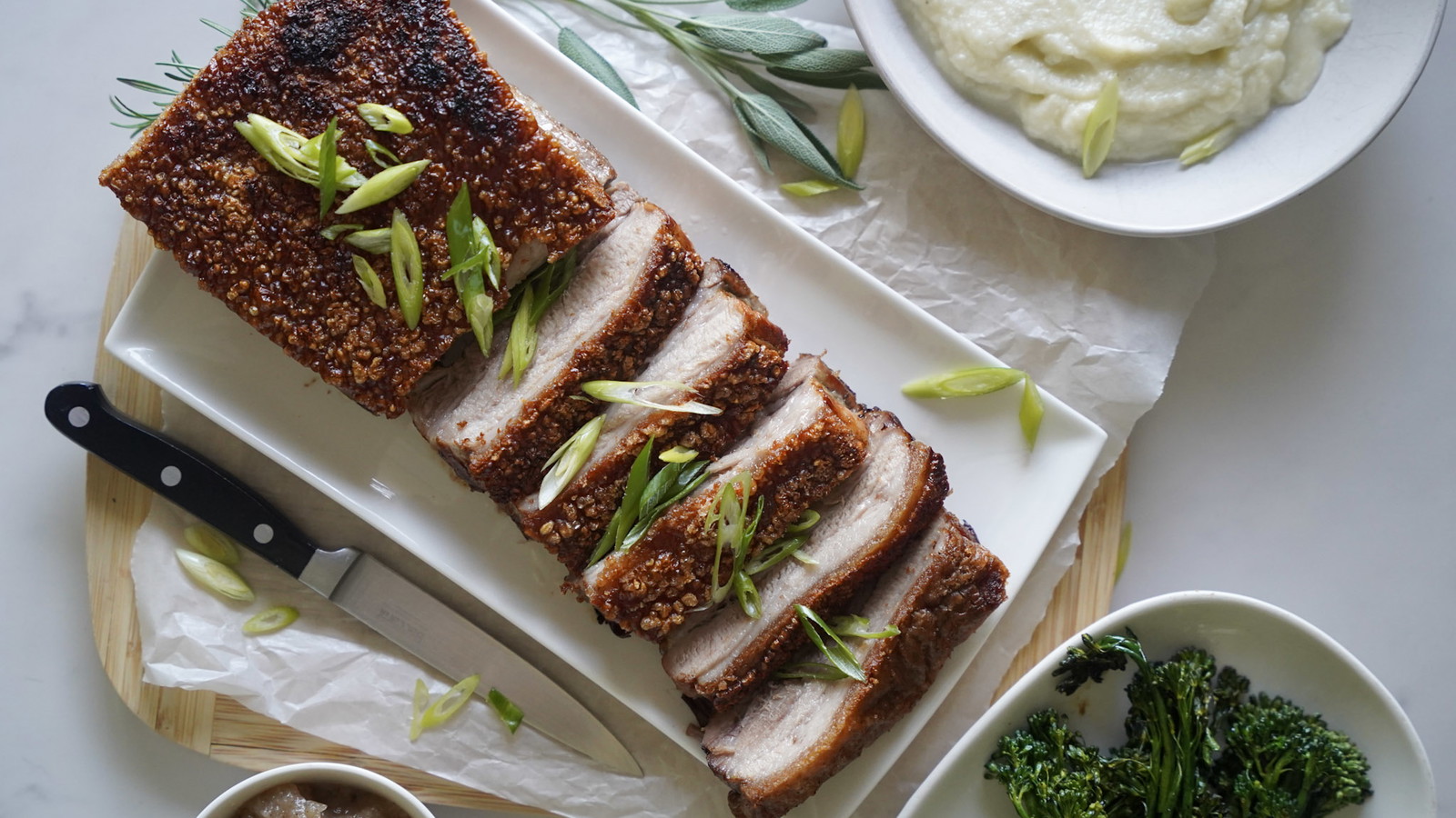 Pork Belly with Cauliflower Puree & Apple Sauce