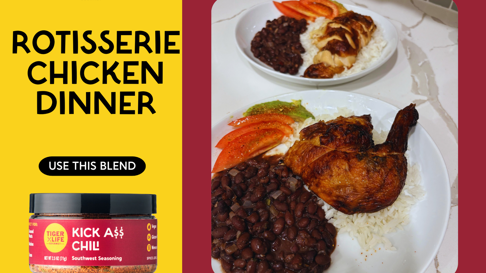Image of Easy Rotisserie Chicken with Black Beans, Jasmine Rice, Avocado, & Cilantro Chimichurri