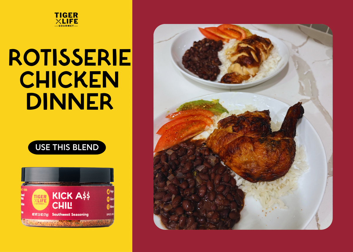 Easy Rotisserie Chicken with Black Beans, Jasmine Rice, Avocado, & Cilantro Chimichurri