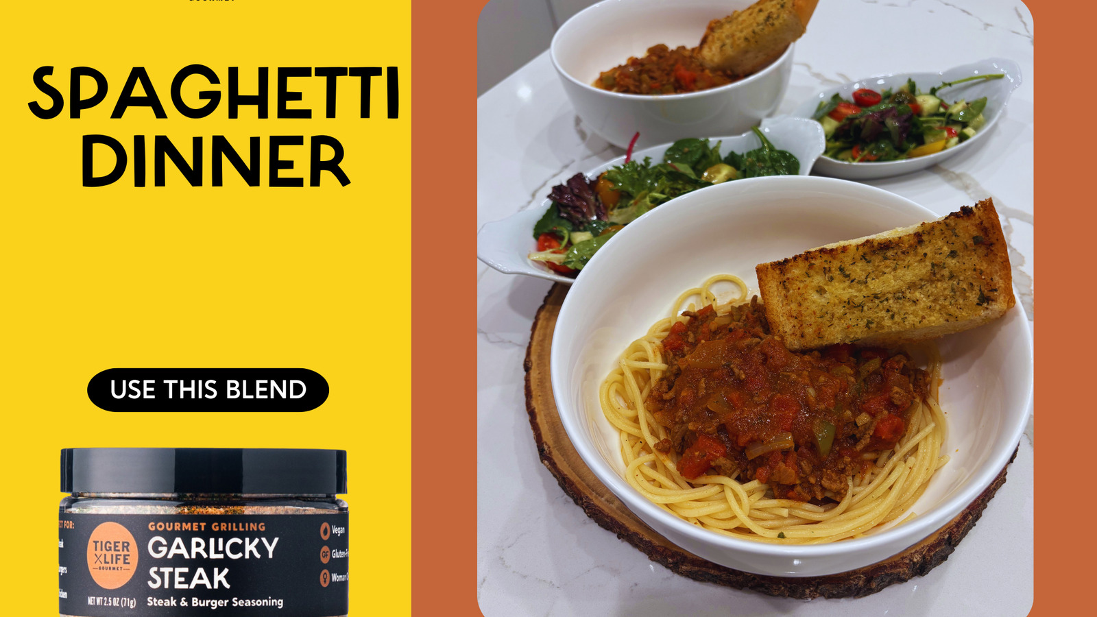 Image of Easy Spaghetti Dinner with Salad & Garlic Bread | Weeknight Favorite
