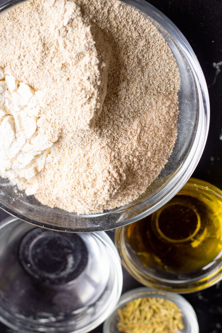 Image of Pour all dry ingredients into a food processor