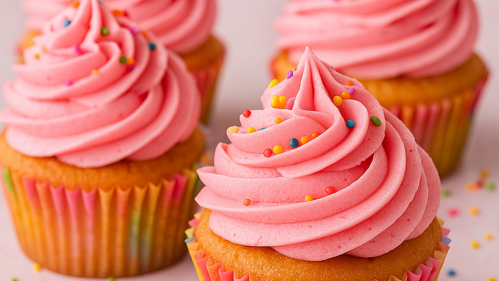 Tropical Punch Cupcakes with Pink Buttercream (Made with Tropical Punch Flavor Extract)