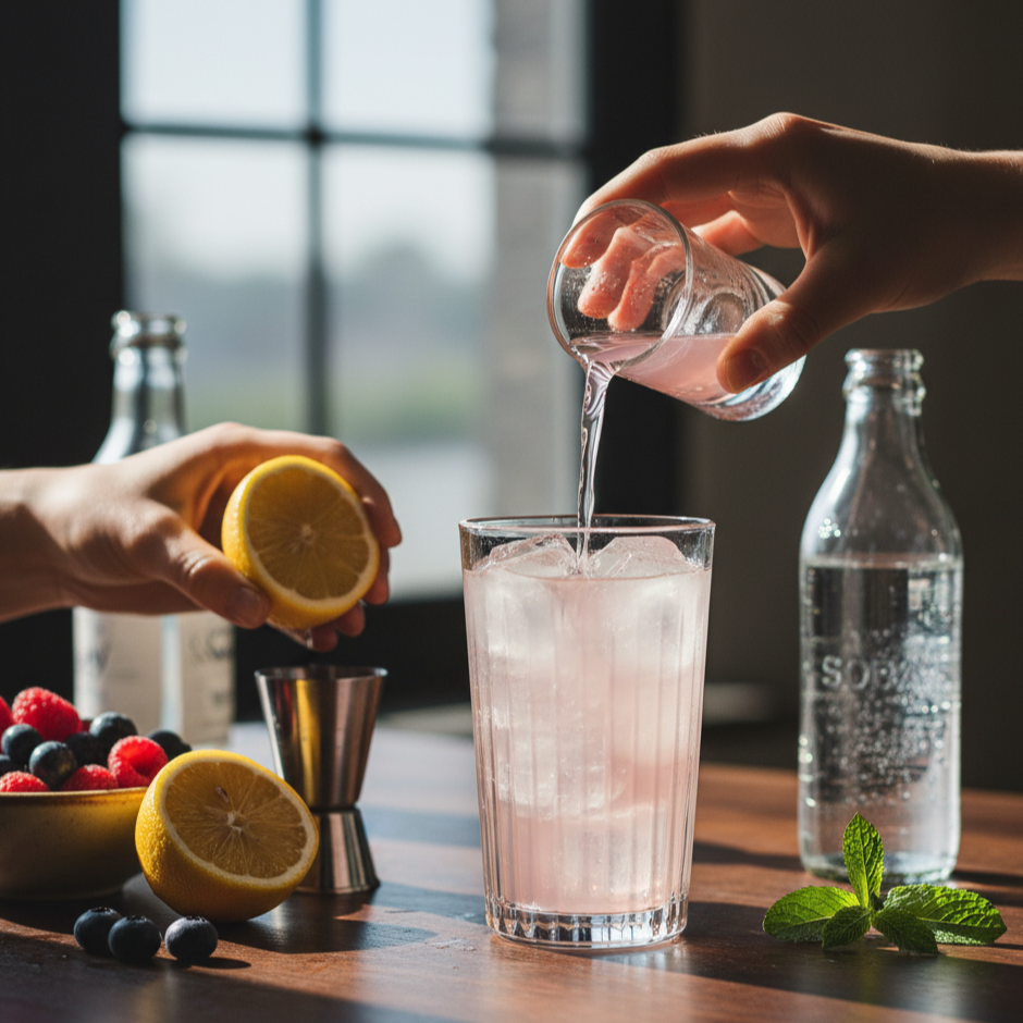 Alkoholfreier Pink Collins: Ein leichter Drink für deinen Feierabend!
