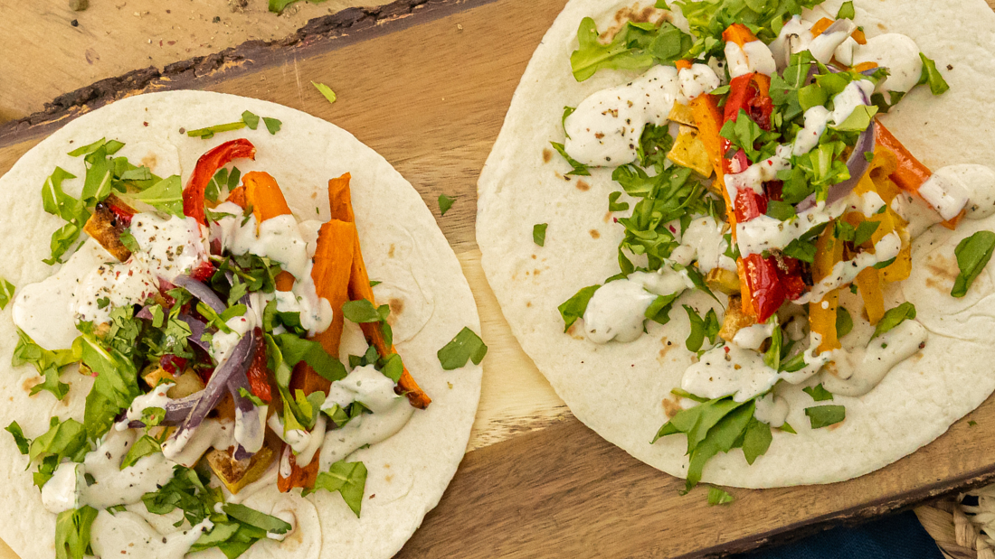Image of Tofu and Roasted Vegetable Pitas With Ranch Dressing Recipe