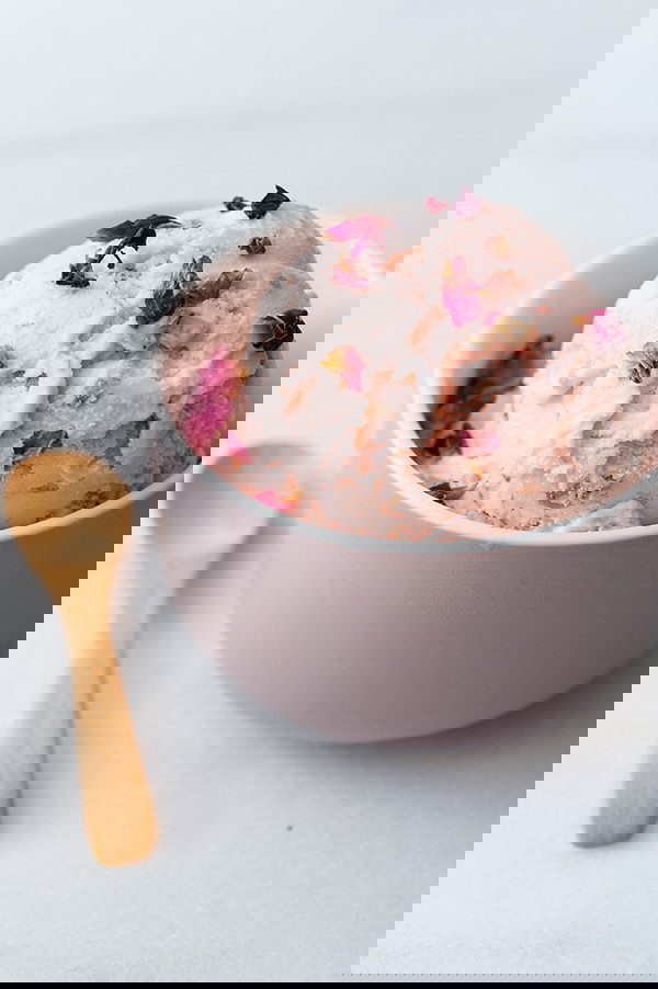 Image of Rose Ice Cream with Cinnamon Roasted Almonds