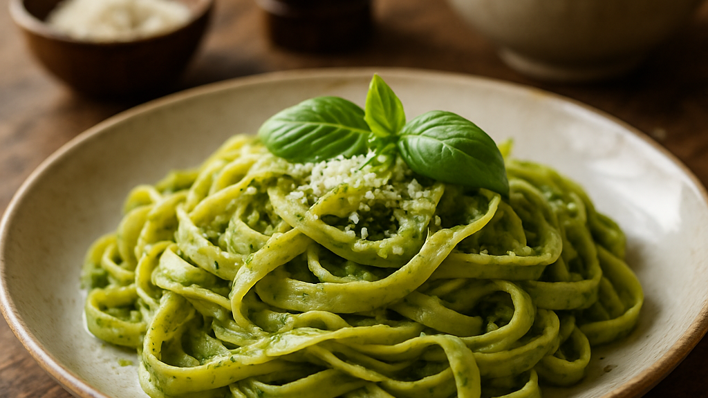 Image of Basilikum Pasta (25 Min) | Frisches Veggie-Rezept