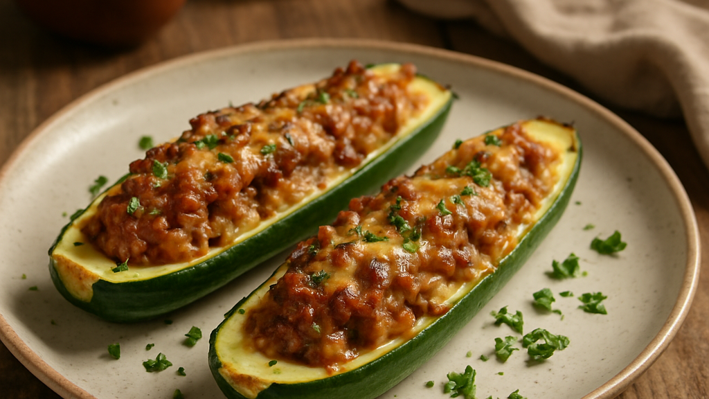 Image of Gefüllte Zucchini (45 Min) | Herzhaftes Veggie-Rezept
