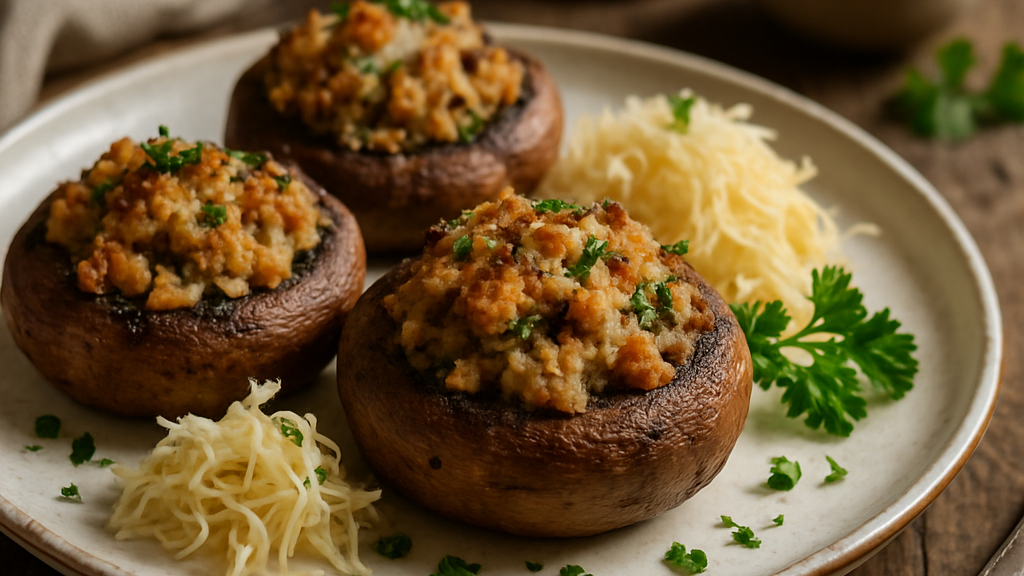 Image of Gefüllte Champignons (30 Min) | Herzhaftes Rezept
