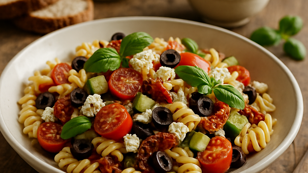 Image of Mediterraner Nudelsalat (25 Min) | Frisch & Würzig