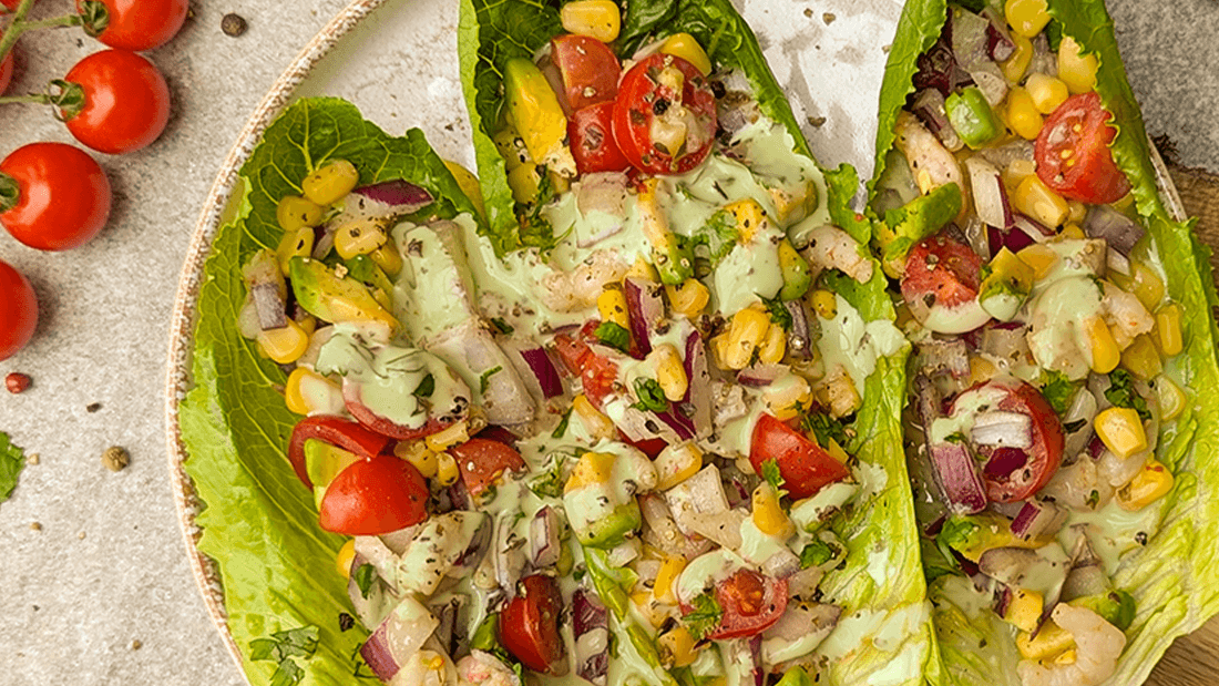 Image of Romaine Lettuce Wraps with Shrimp and Green Goddess Dressing Recipe