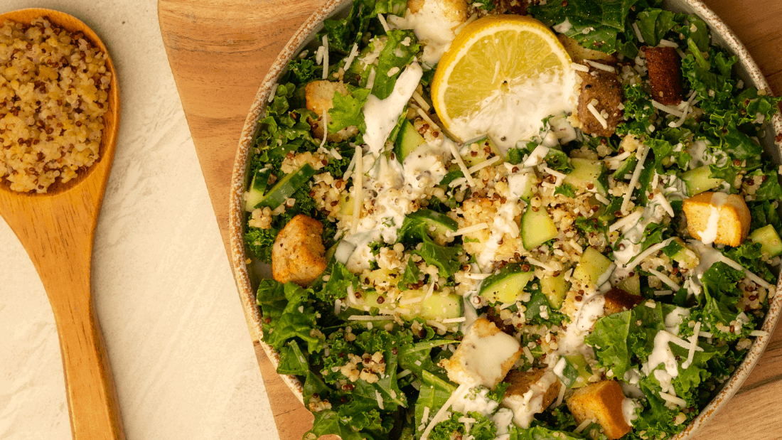 Image of Kale and Quinoa Caesar Salad Recipe
