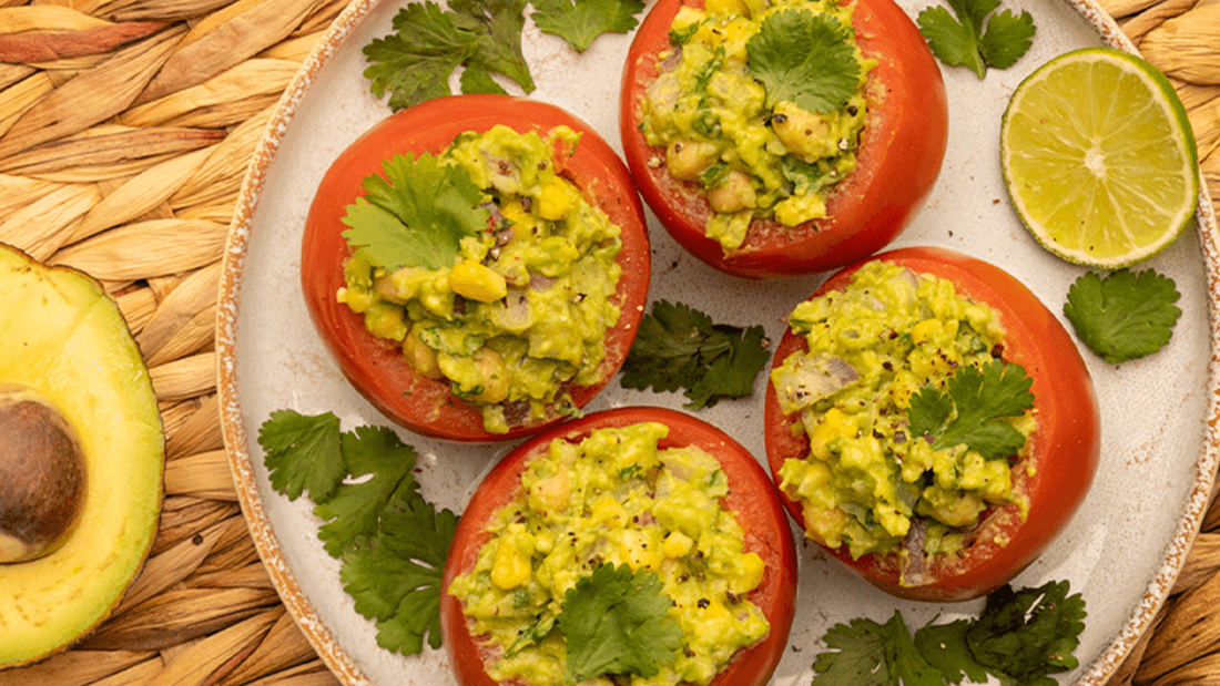 Image of Avocado Stuffed Tomatoes with Green Goddess Dressing