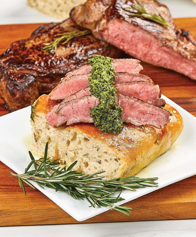 Steak Sandwich on Focaccia with Chimichurri