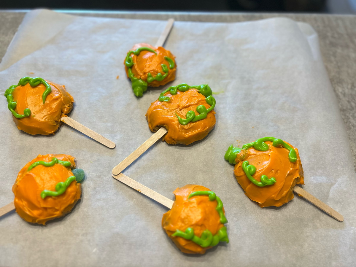Pumpkin Cookies on a Stick