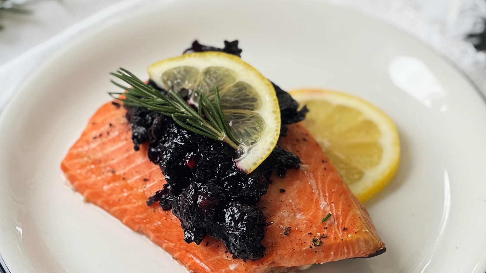 Image of Baked Salmon with Blueberry Thyme Compote