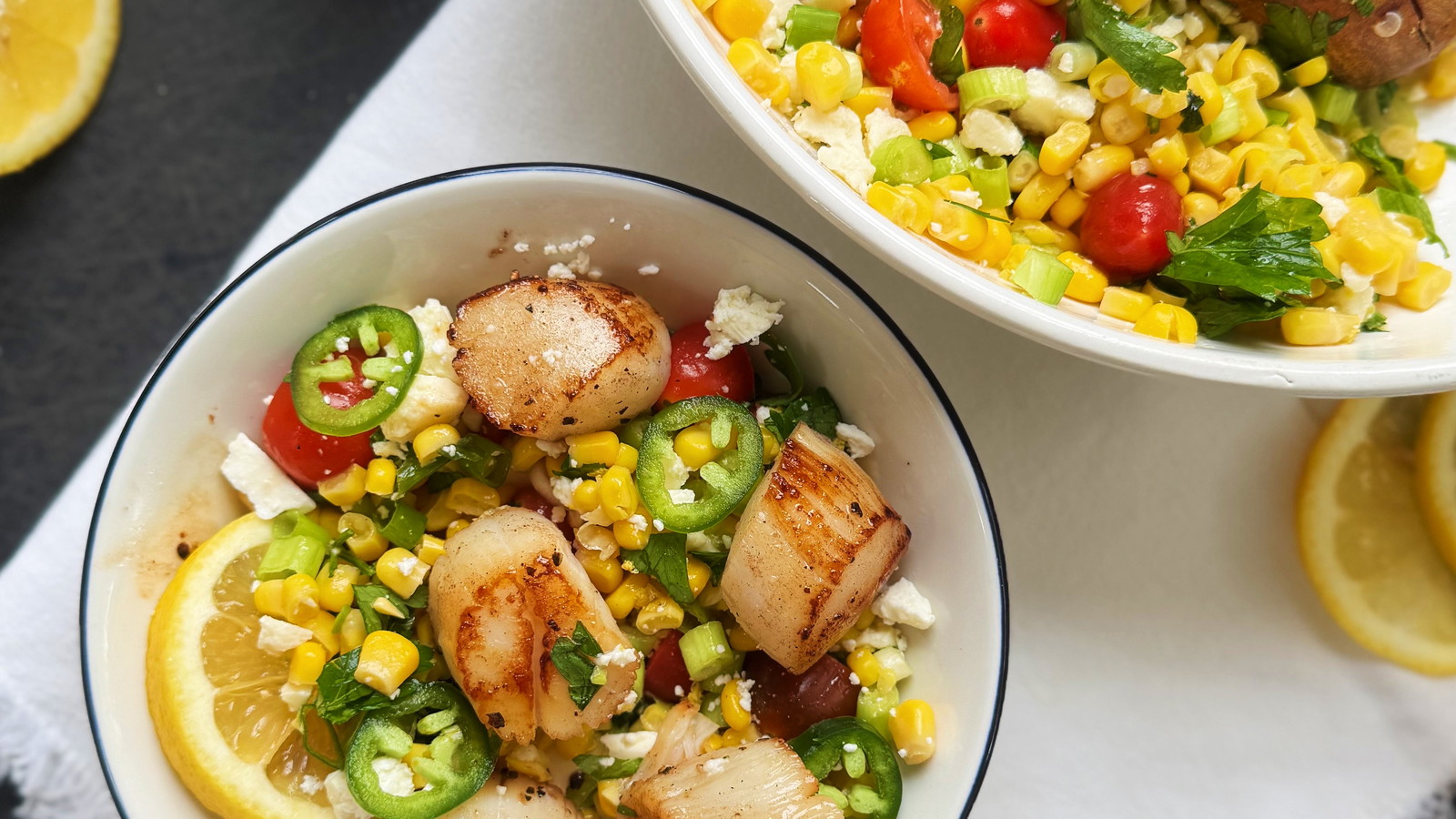 Image of Seared Scallops with Creamy Alfredo Pasta